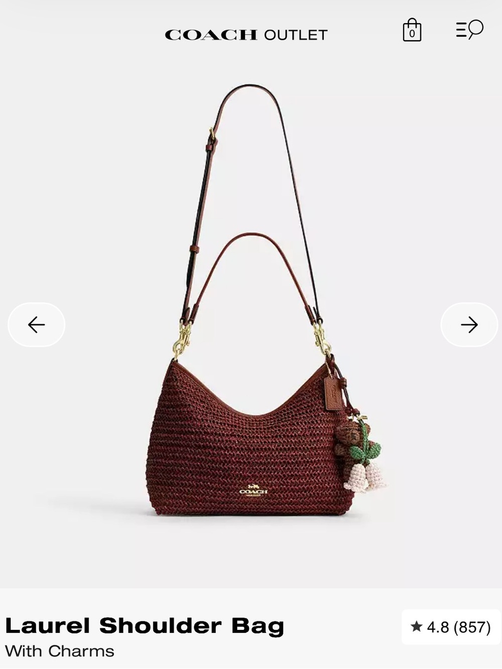 NWT Coach Limited Edition Natural Straw Laurel Shoulder Bag With Charms - Picture 13 of 16